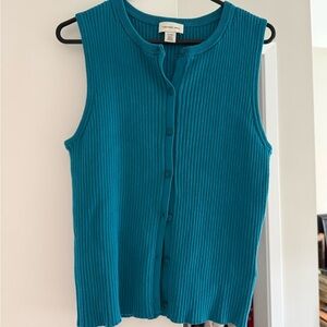Calvin Klein Jeans Teal Ribbed Button Cardigan
